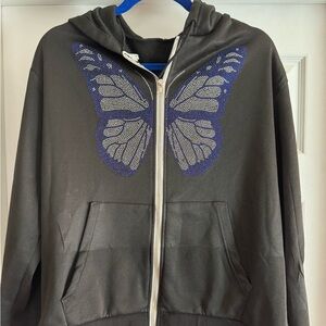 Butterfly Design Black Hoodie